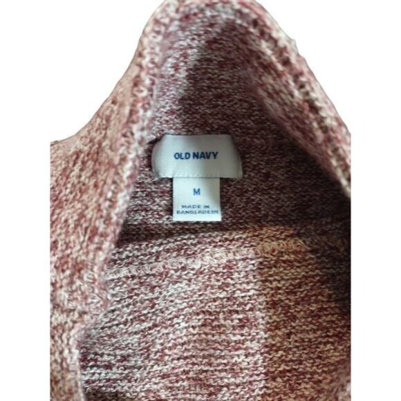 Old Navy Womens Mock Neck Sweater M Red White Grandmacore Vibes Cottagecore Cozy - Picture 4 of 7